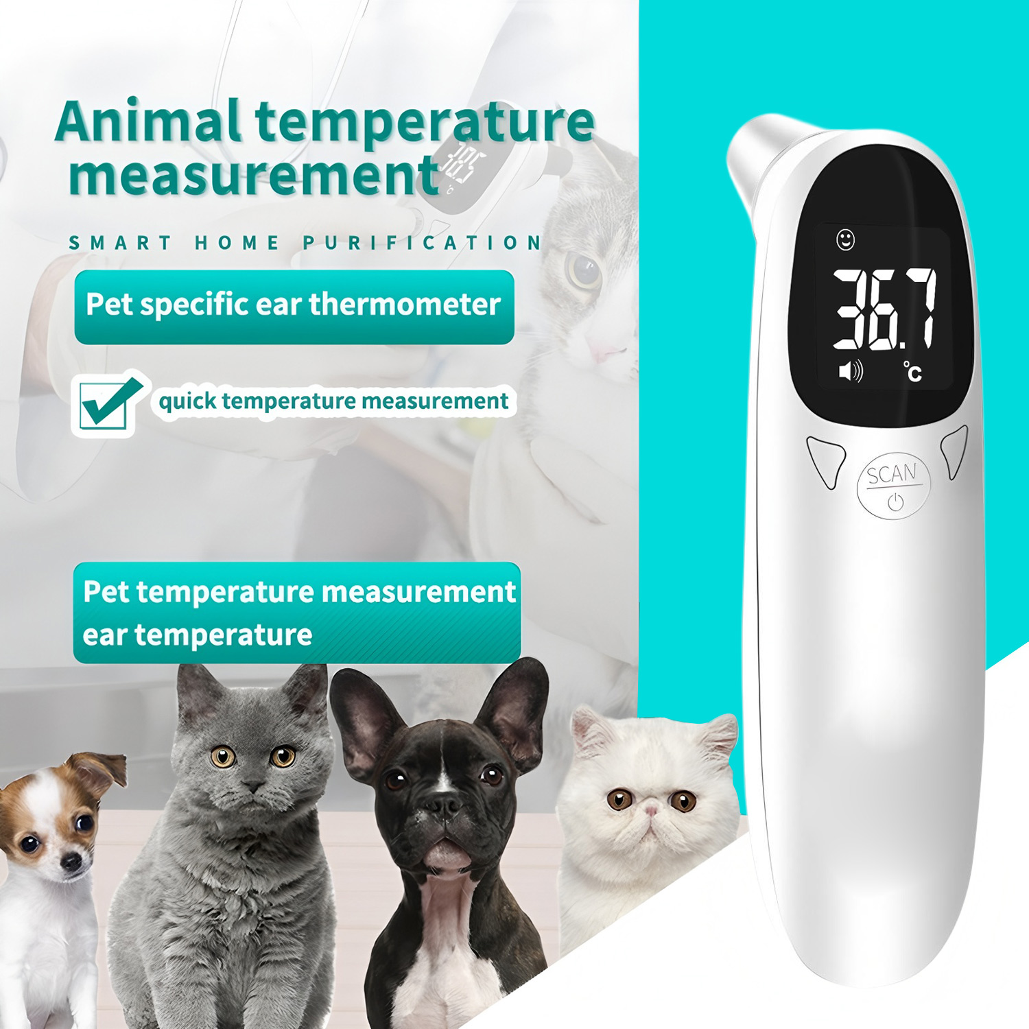 Pet Supplies Discount - Pet Ear Digital Thermometer Non-Contact Electronic